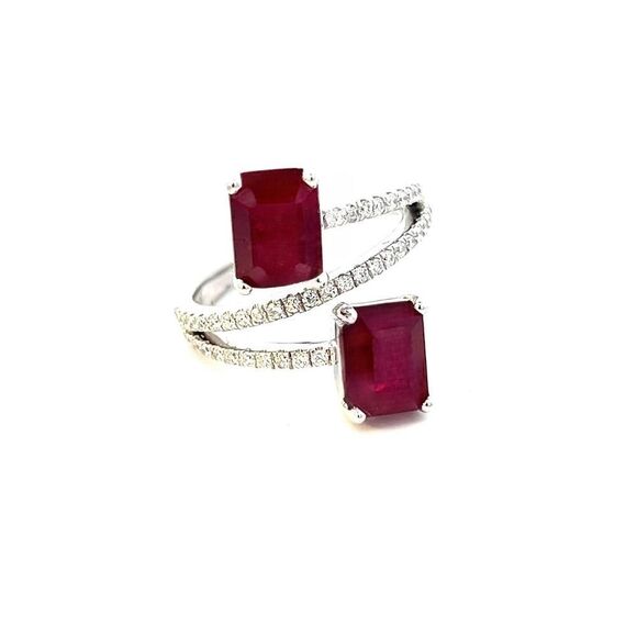 Natural Dual Ruby Diamond Ring 6.5 14k W Gold 5.02 TCW Certified $5,950 310541 - Picture 3 of 14